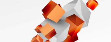 3d küp vektör soyut arkaplan. 3d kare şeklindeki temel geometrik elementlerin bileşimi. Duvar kağıdı, afiş, arkaplan veya iniş için moda tekno iş şablonu