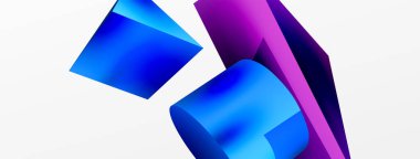 Metalik 3d şekil vektör geometrik arkaplan. Duvar kağıdı, afiş, arkaplan veya iniş için moda tekno iş şablonu