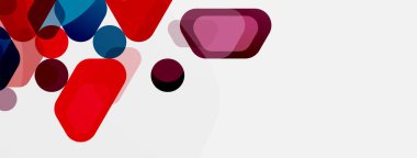 Beyaz üzerine renkli baloncuklar ve yuvarlak geometrik şekiller. Duvar kağıdı, pankart, arkaplan, iniş sayfası için vektör geometrik asgari özet arkaplan