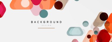 Beyaz üzerine renkli baloncuklar ve yuvarlak geometrik şekiller. Duvar kağıdı, pankart, arkaplan, iniş sayfası için vektör geometrik asgari özet arkaplan