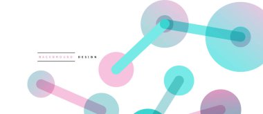 Soyut arkaplan. Yuvarlak noktalar çizgilerle birleşti. Duvar kağıdı, afiş, arkaplan veya iniş için moda tekno iş şablonu