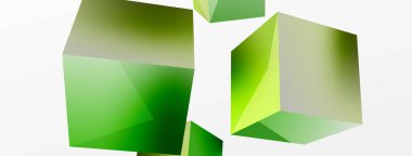 3d vektör soyut arkaplan. Uçan küp kompozisyonu. Duvar kağıdı, afiş, arkaplan veya iniş için moda tekno iş şablonu