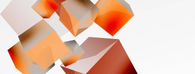 3d vektör soyut arkaplan. Uçan küp kompozisyonu. Duvar kağıdı, afiş, arkaplan veya iniş için moda tekno iş şablonu