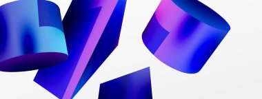 Metalik 3d şekil vektör geometrik arkaplan. Duvar kağıdı, afiş, arkaplan veya iniş için moda tekno iş şablonu