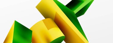 Metallic 3d shape vector geometric background. Trendy techno business template for wallpaper, banner, background or landing