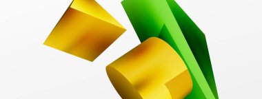 Vector 3d abstract background. Shapes 3d triangle and cylinder. Trendy techno business template for wallpaper, banner, background or landing