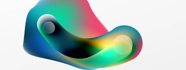 Fluid abstract background. Liquid color gradients composition. Round shapes and circle flowing design for wallpaper, banner, background or landing