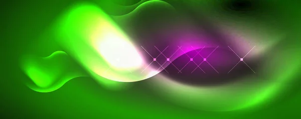 Неонові Сяючі Хвилі Концепція Світлового Простору Магічної Енергії Абстрактний Дизайн — стоковий вектор