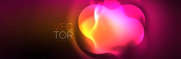 Glowing Neon Lights Abstract Shapes Composition Magic Energy Concept Template — Stockvektor