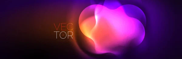 Glowing Neon Lights Abstract Shapes Composition Magic Energy Concept Template — Stockvektor