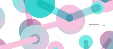 Soyut arkaplan. Yuvarlak noktalar çizgilerle birleşti. Duvar kağıdı, afiş, arkaplan veya iniş için moda tekno iş şablonu