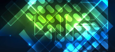 Arka plan duvar kağıtları, parlak çizgiler ve geometrik şekiller. Yapay Zeka teknolojisi, engelleme zinciri, iletişim, 5G, bilim, iş ve teknoloji konsepti için koyu duvar kağıdı