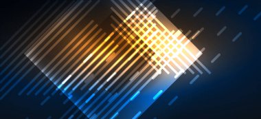 Arka plan duvar kağıtları, parlak çizgiler ve geometrik şekiller. Yapay Zeka teknolojisi, engelleme zinciri, iletişim, 5G, bilim, iş ve teknoloji konsepti için koyu duvar kağıdı