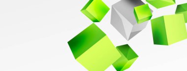 3d cubes vector abstract background. Composition of 3d square shaped basic geometric elements. Trendy techno business template for wallpaper, banner, background or landing