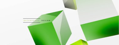 3d küp vektör soyut arkaplan. 3d kare şeklindeki temel geometrik elementlerin bileşimi. Duvar kağıdı, afiş, arkaplan veya iniş için moda tekno iş şablonu