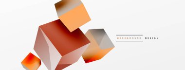 3d vektör soyut arkaplan. Uçan küp kompozisyonu. Duvar kağıdı, afiş, arkaplan veya iniş için moda tekno iş şablonu