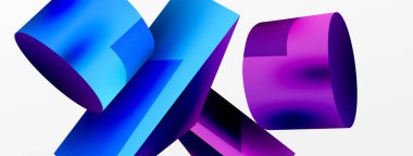 Metalik 3d şekil vektör geometrik arkaplan. Duvar kağıdı, afiş, arkaplan veya iniş için moda tekno iş şablonu