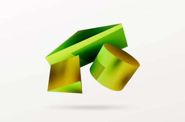 Vektör 3d soyut arkaplan. Şekiller 3 boyutlu üçgen ve silindir. Duvar kağıdı, afiş, arkaplan veya iniş için moda tekno iş şablonu