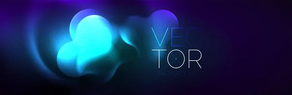 Glowing Neon Lights Abstract Shapes Composition Magic Energy Concept Template — Vetor de Stock