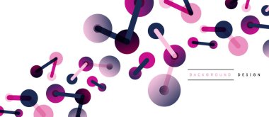 Çizgi noktaları geometrik soyut arkaplan bağlantıları. Çizgilerle birbirine bağlı çemberler. Duvar kağıdı, afiş, arkaplan veya iniş için moda tekno iş şablonu