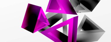 3d üçgen soyut arkaplan. Temel şekil teknolojisi ya da iş konsepti bileşimi. Duvar kağıdı, afiş, arkaplan veya iniş için moda tekno iş şablonu