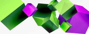 3d küp vektör soyut arkaplan. 3d kare şeklindeki temel geometrik elementlerin bileşimi. Duvar kağıdı, afiş, arkaplan veya iniş için moda tekno iş şablonu