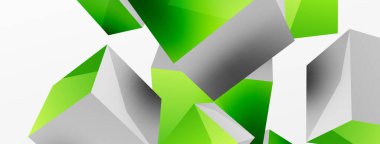 3d küp vektör soyut arkaplan. 3d kare şeklindeki temel geometrik elementlerin bileşimi. Duvar kağıdı, afiş, arkaplan veya iniş için moda tekno iş şablonu