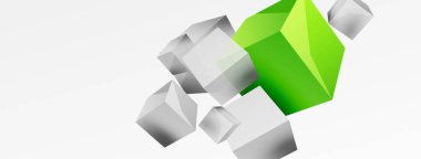 3d vektör soyut arkaplan. Uçan küp kompozisyonu. Duvar kağıdı, afiş, arkaplan veya iniş için moda tekno iş şablonu