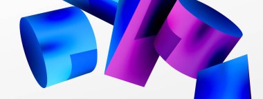 Metalik 3d şekil vektör geometrik arkaplan. Duvar kağıdı, afiş, arkaplan veya iniş için moda tekno iş şablonu