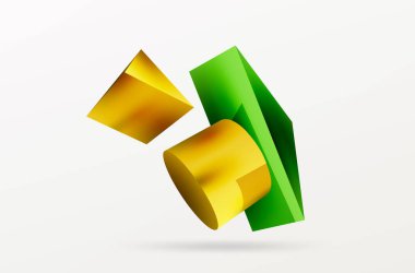 Metallic 3d shape vector geometric background. Trendy techno business template for wallpaper, banner, background or landing