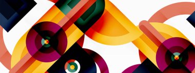 Yaratıcı geometrik duvar kağıdı. Yuvarlak şekilli asgari geometrik arka plan. Duvar kağıdı, afiş, arkaplan veya iniş için moda tekno iş şablonu