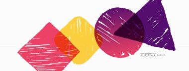 Soyut arkaplan. El çizimi geometrik şekil - kare, daire ve üçgen. Duvar kağıdı, afiş, arkaplan veya iniş için zanaat iş şablonu