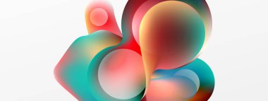 Fluid abstract background. Liquid color gradients composition. Round shapes and circle flowing design for wallpaper, banner, background or landing