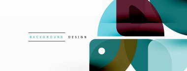 Renkli minimetrik geometrik soyut arkaplan. Yuvarlak elementlerle üçgen şekli, daireler. Duvar kağıdı, afiş, arkaplan veya iniş için moda tekno iş şablonu