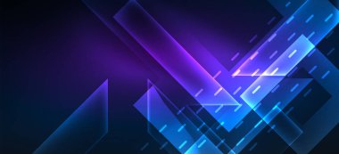 Arka plan duvar kağıtları, parlak çizgiler ve geometrik şekiller. Yapay Zeka teknolojisi, engelleme zinciri, iletişim, 5G, bilim, iş ve teknoloji konsepti için koyu duvar kağıdı