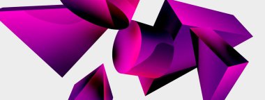 3d vektör minimalist geometrik soyut arkaplan. Üçgen, silindir, piramit temel şekil bileşimi. Duvar kağıdı, afiş, arkaplan veya iniş için moda tekno iş şablonu