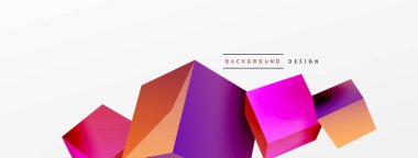 3d vektör soyut arkaplan. Uçan küp kompozisyonu. Duvar kağıdı, afiş, arkaplan veya iniş için moda tekno iş şablonu