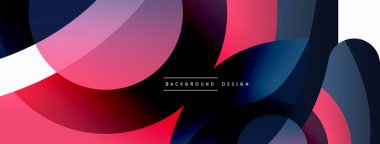 Renkli geometrik şekilli soyut arkaplan. Yuvarlak şekilli, daire ve çizgilerle çok güzel bir arka plan. Geometrik tasarım. Vektör illüstrasyonu