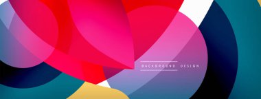 Renkli geometrik şekilli soyut arkaplan. Yuvarlak şekilli, daire ve çizgilerle çok güzel bir arka plan. Geometrik tasarım. Vektör illüstrasyonu