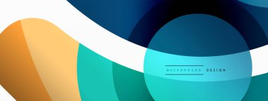 Renkli geometrik şekilli soyut arkaplan. Yuvarlak şekilli, daire ve çizgilerle çok güzel bir arka plan. Geometrik tasarım. Vektör illüstrasyonu