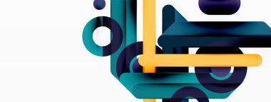 Yaratıcı geometrik duvar kağıdı. Asgari çizgiler ve daireler. Duvar kağıdı, afiş, arkaplan veya iniş için moda tekno iş şablonu