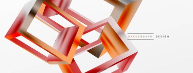 3 boyutlu küp vektör geometrik arkaplanı şekillendirir. Duvar kağıdı, afiş, arkaplan veya iniş için moda tekno iş şablonu