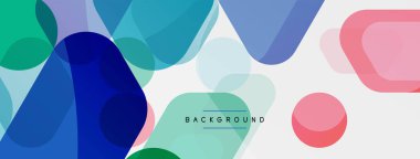 Beyaz üzerine renkli baloncuklar ve yuvarlak geometrik şekiller. Duvar kağıdı, pankart, arkaplan, iniş sayfası için vektör geometrik asgari özet arkaplan