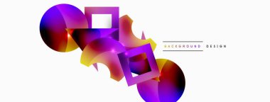 Minimum geometrik soyut arkaplan. İlkel şekiller kompozisyon arkaplanı. Duvar kağıdı, afiş, arkaplan veya iniş için moda tekno iş şablonu