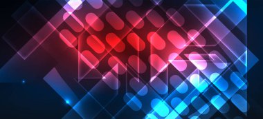 Arka plan duvar kağıtları, parlak çizgiler ve geometrik şekiller. Yapay Zeka teknolojisi, engelleme zinciri, iletişim, 5G, bilim, iş ve teknoloji konsepti için koyu duvar kağıdı