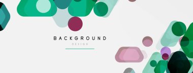 Beyaz üzerine renkli baloncuklar ve yuvarlak geometrik şekiller. Duvar kağıdı, pankart, arkaplan, iniş sayfası için vektör geometrik asgari özet arkaplan