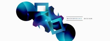 Minimum geometrik soyut arkaplan. İlkel şekiller kompozisyon arkaplanı. Duvar kağıdı, afiş, arkaplan veya iniş için moda tekno iş şablonu