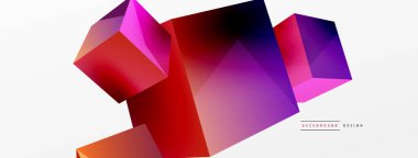 3d vektör soyut arkaplan. Uçan küp kompozisyonu. Duvar kağıdı, afiş, arkaplan veya iniş için moda tekno iş şablonu