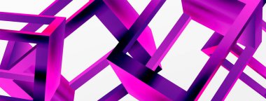 3 boyutlu küp vektör geometrik arkaplanı şekillendirir. Duvar kağıdı, afiş, arkaplan veya iniş için moda tekno iş şablonu