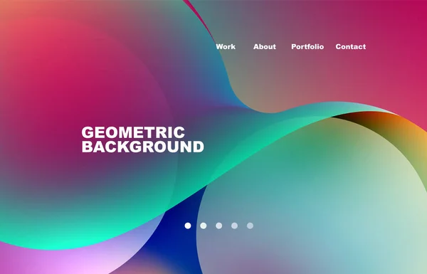 Landing Page Abstract Liquid Background Flowing Shapes Design Circle Web — Image vectorielle